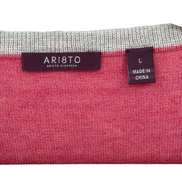 AR18TO 100% Merino Wool V-Neck Sweater Men’s Large Salmon - Picture 2 of 8